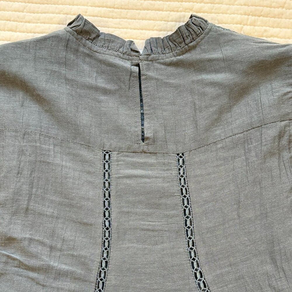 Isabel Marant Étoile Lace Ruffle Blouse Blue Size 34 Boho Cotton Top - Picture 8 of 14